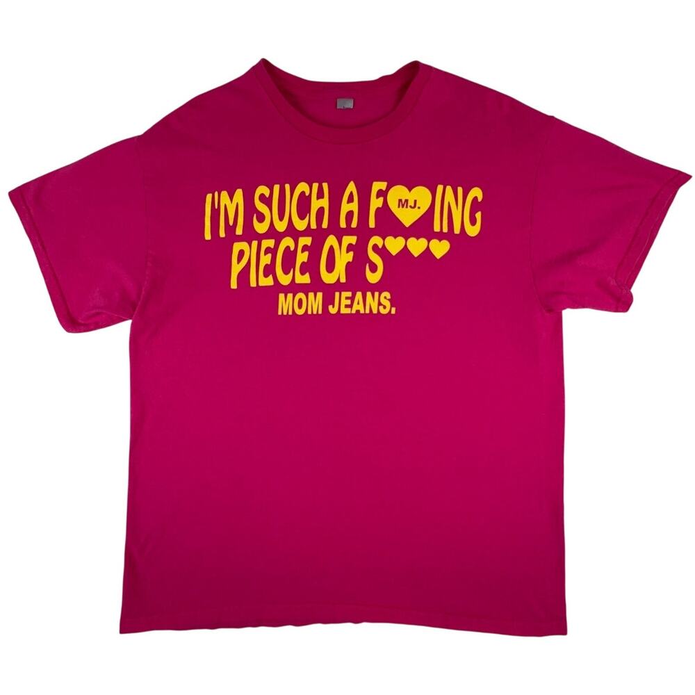 Mom Jeans Shirt Pink Whats Up Lyric Heart Graphic Midwest Emo Band Tee